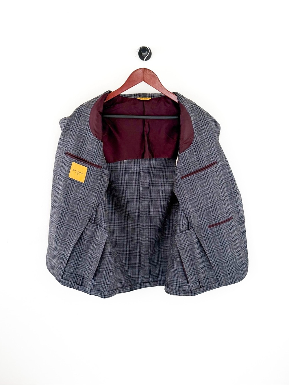 NEW Hickey Freeman Wool Silk Linen Gray Blue Plaid Blazer Sport Coat 40R Men's - Picture 10 of 16